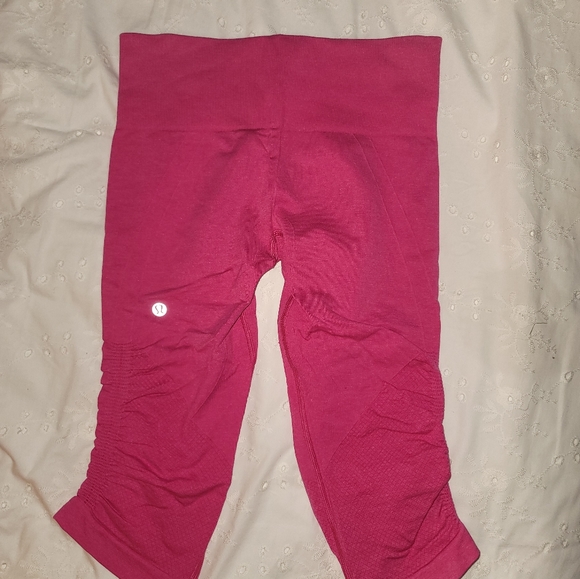 Lululemon In the Flow II seamless crop leggings sz 6 pink - Picture 3 of 6